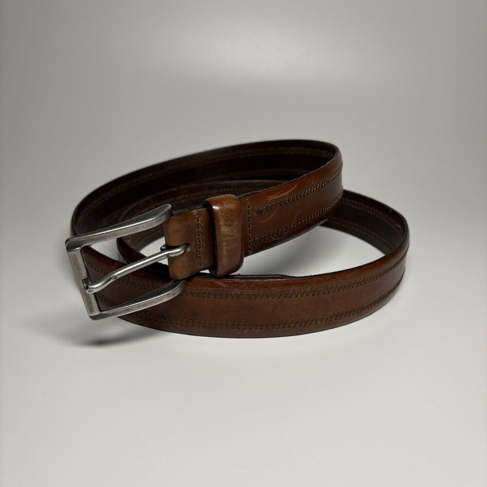 Vtg Eddie Bauer Leather Belt Mens 42 Brown Western Lawmen Cowboys Rancher Italy